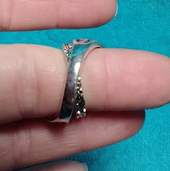 Silvertone red stone ring intricate decorative large - Picture 4 of 4